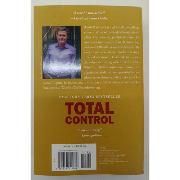 Total Control by David Baldacci – VG+ Suspense Thriller Mass Market Book - Picture 2 of 3